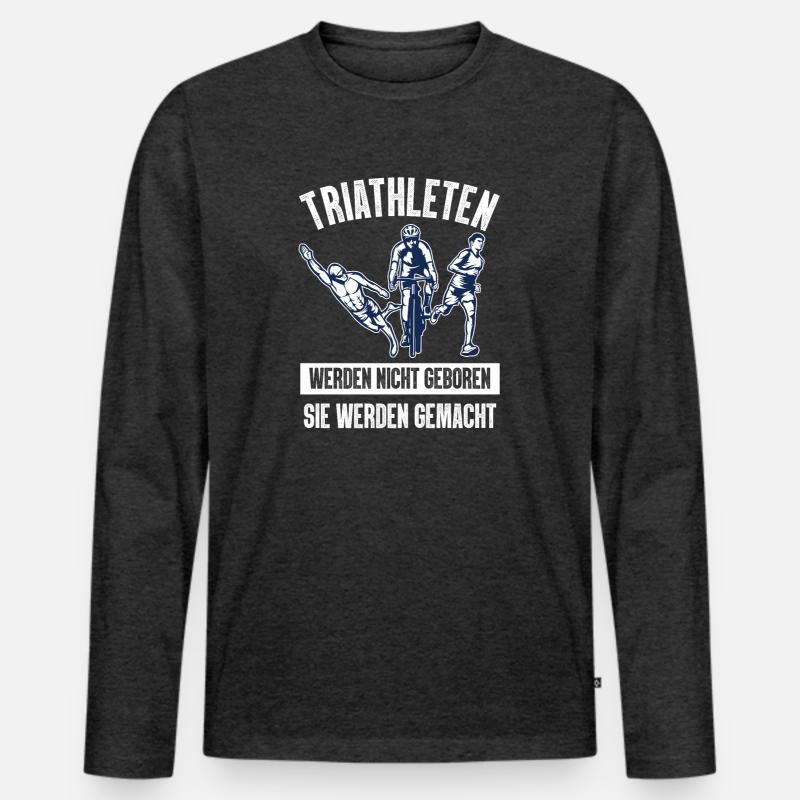 Triathleten Werden Nicht Triathlon - Männer Premium Bio Langarmshirt - Anthrazit meliert