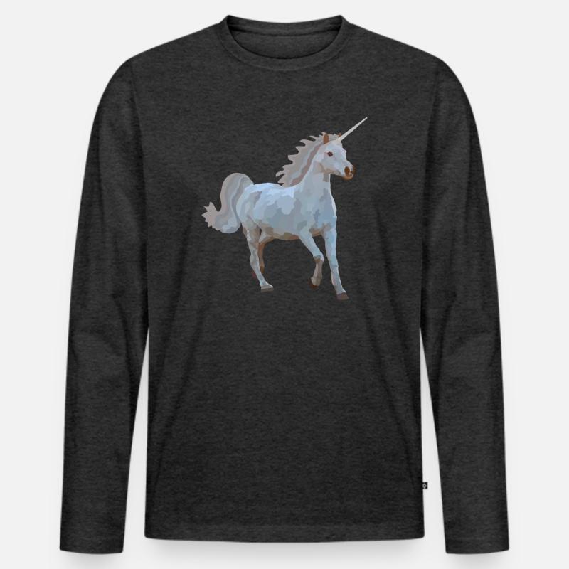 Elron, das Einhorn - Männer Premium Bio Langarmshirt - Anthrazit meliert