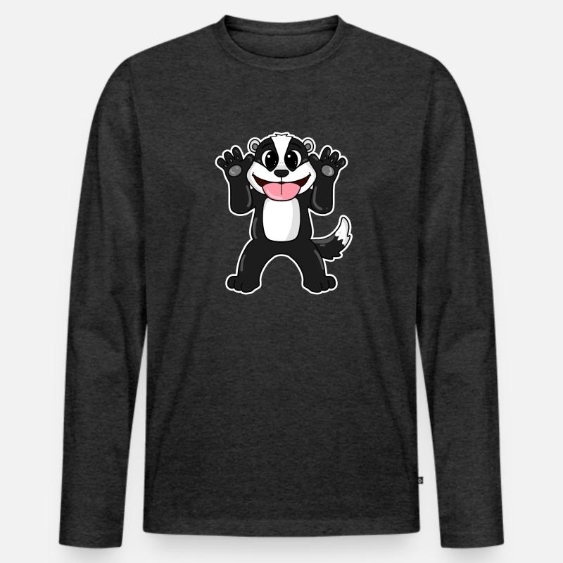 Dachs Dachse - Männer Premium Bio Langarmshirt - Anthrazit meliert