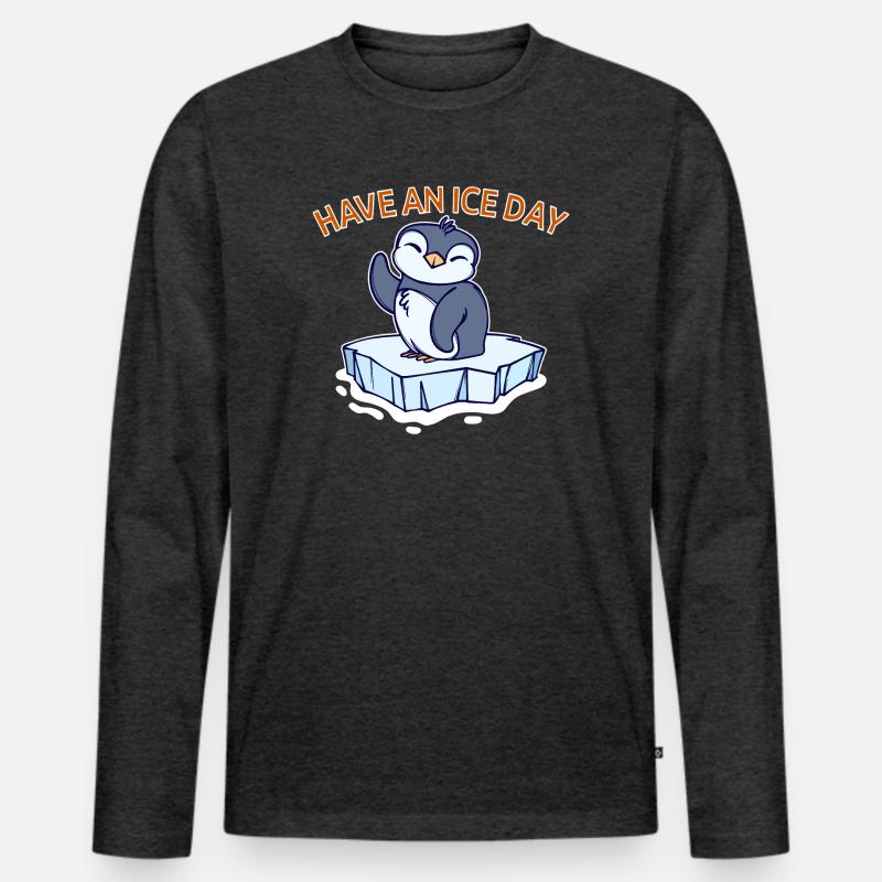 Antarktis Eis Kalt Pinguin Statement Seevogel - Männer Premium Bio Langarmshirt - Anthrazit meliert