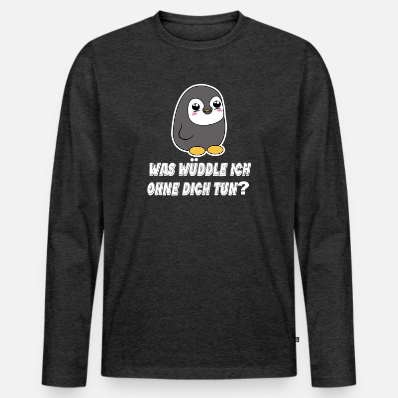 Pinguin Statement Seevogel Tier Arktis Vogel - Männer Premium Bio Langarmshirt - Anthrazit meliert