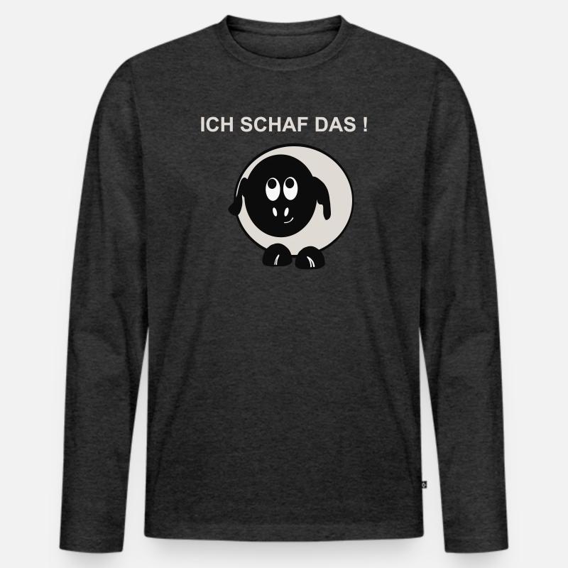 Ich schaff das Schaf Motiv - Männer Premium Bio Langarmshirt - Anthrazit meliert