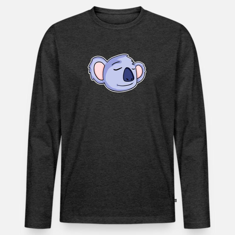 Koala Kopf Koalas - Männer Premium Bio Langarmshirt - Anthrazit meliert