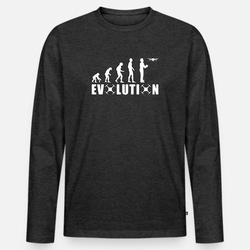 EVOLUTION DROHNE Geschenk Bodenpilot Fliegen - Männer Premium Bio Langarmshirt - Anthrazit meliert