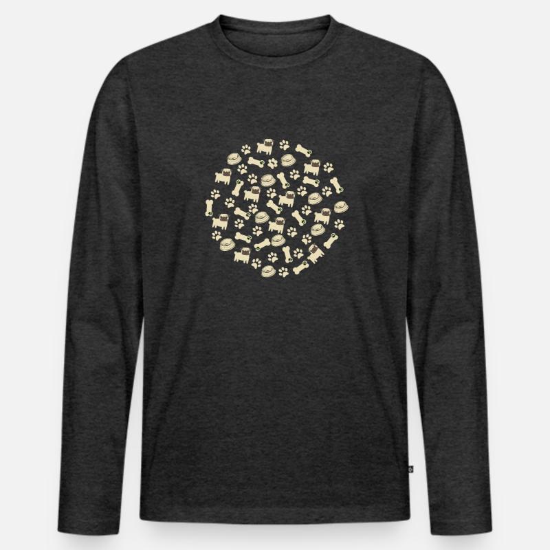 Pug Pattern - Pug Lovers Apparel - Männer Premium Bio Langarmshirt - Anthrazit meliert