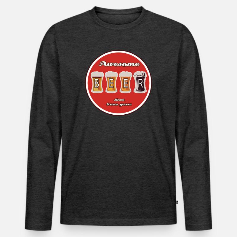 Beer Logo - Männer Premium Bio Langarmshirt - Anthrazit meliert