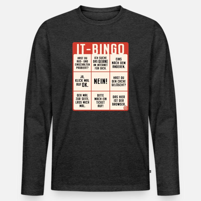 IT Support Bingo Service Desk IT Helpdesk Sysadmin - Männer Premium Bio Langarmshirt - Anthrazit meliert