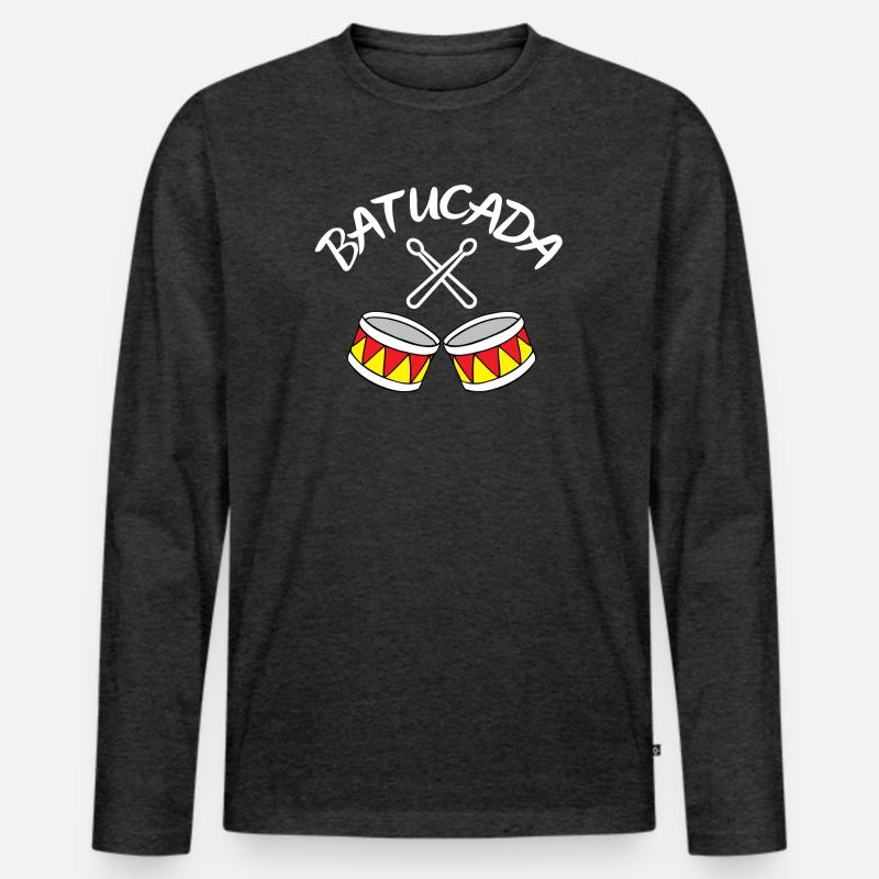 Batucada, Perkussion, Trommel - Männer Premium Bio Langarmshirt - Anthrazit meliert