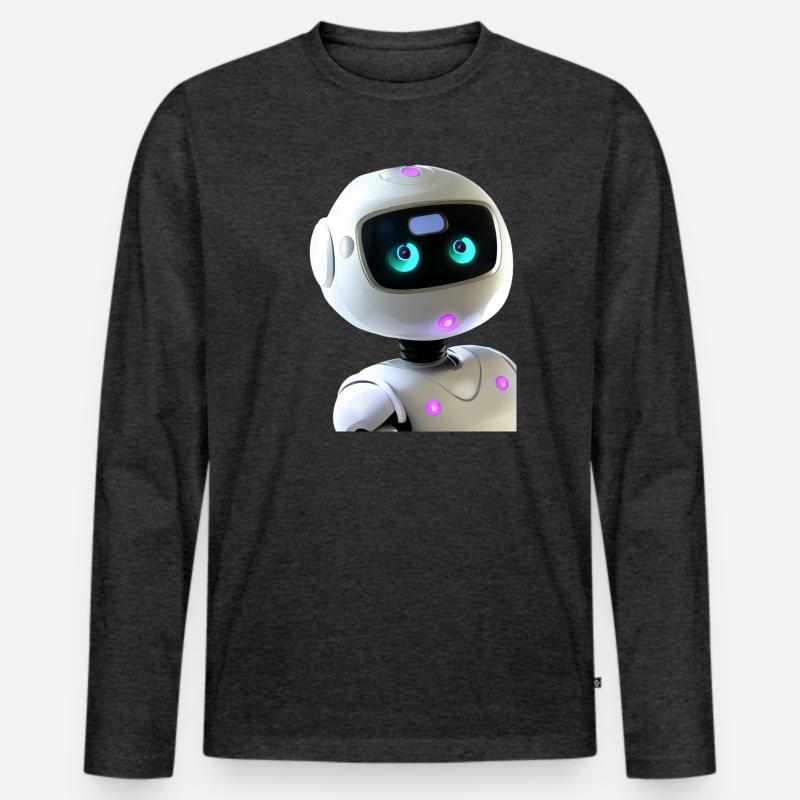 Futuristischer humanoider Roboter - Männer Premium Bio Langarmshirt - Anthrazit meliert