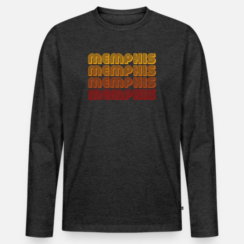 Memphis Gradient Block Pattern - Männer Premium Bio Langarmshirt - Anthrazit meliert