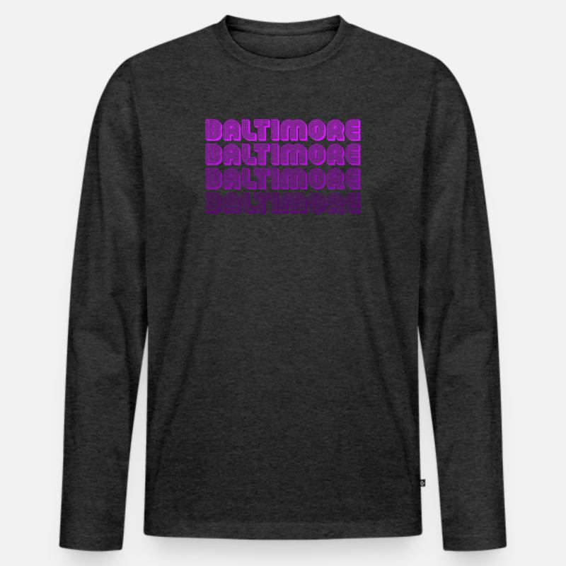 Baltimore Neon Raster - Männer Premium Bio Langarmshirt - Anthrazit meliert