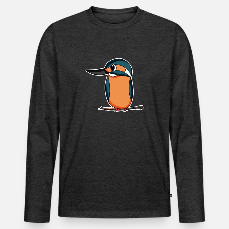 Eisvogel Blauer Vogel - Männer Premium Bio Langarmshirt - Anthrazit meliert