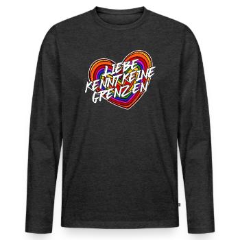 Lgbt Liebe Statement Beziehung Herz Regenbogen - Männer Premium Bio Langarmshirt - Anthrazit meliert - Vorne - Nico (187cm)