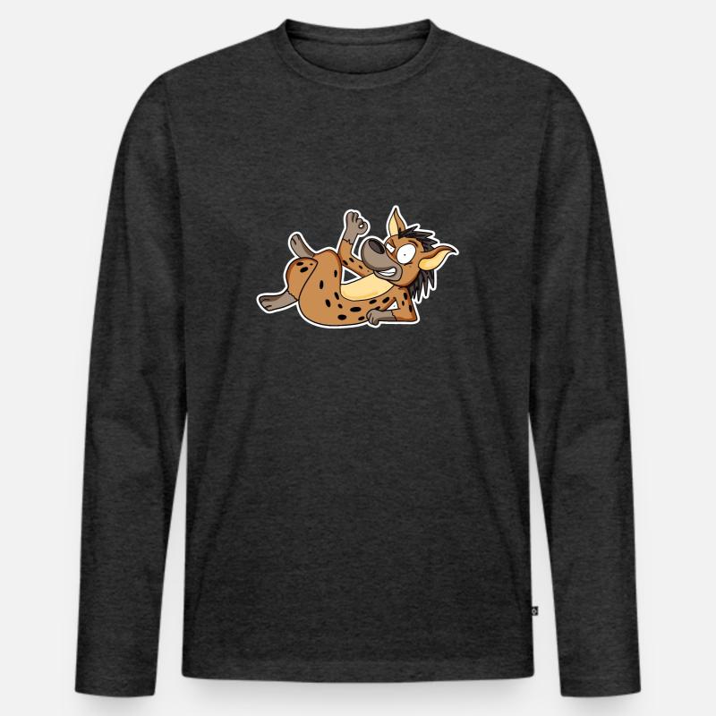 Hyäne - Männer Premium Bio Langarmshirt - Anthrazit meliert