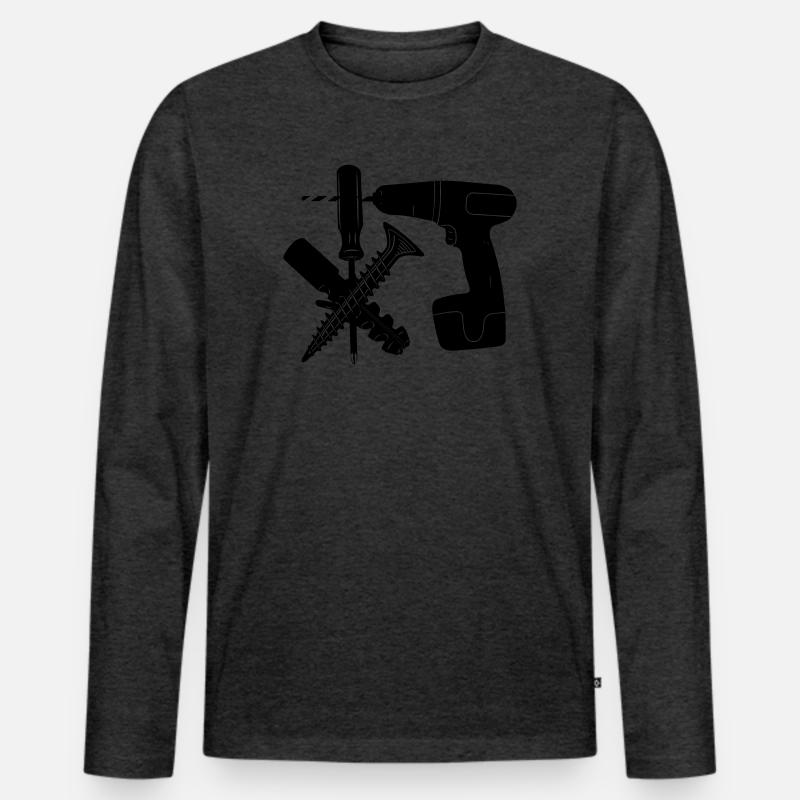 Schrauben- und Dübelbohrer - Männer Premium Bio Langarmshirt - Anthrazit meliert