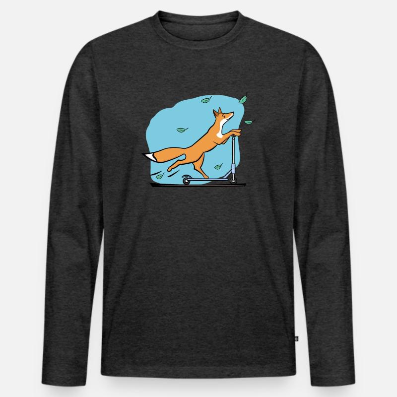 Fuchs mit Roller - Männer Premium Bio Langarmshirt - Anthrazit meliert