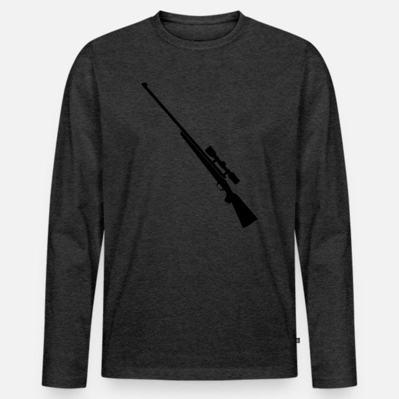 Schrotflinte Scharfschützengewehr - Männer Premium Bio Langarmshirt - Anthrazit meliert