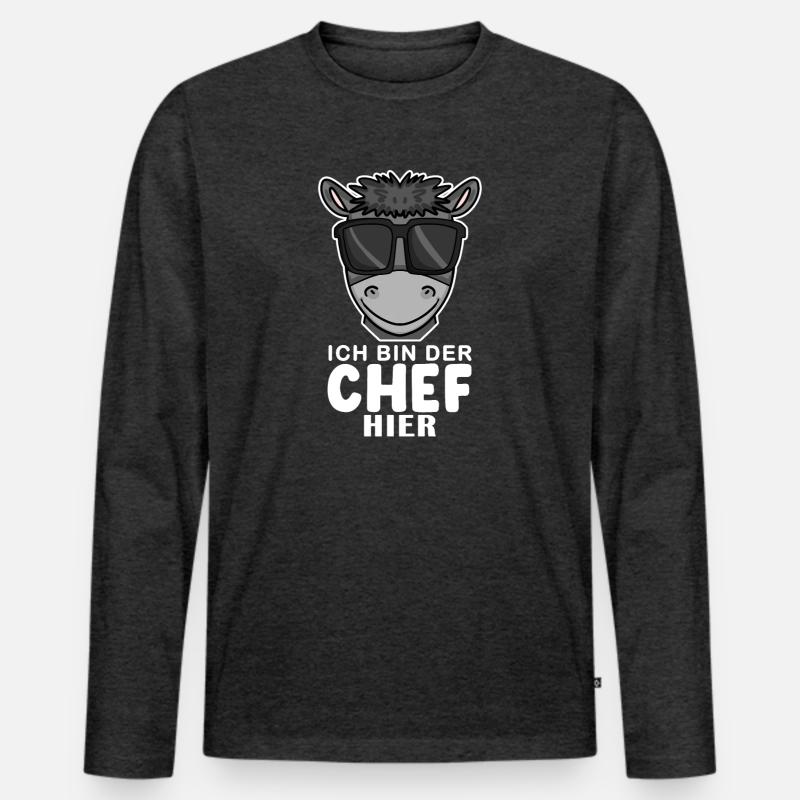 Cool Esel Chef Spruch - Männer Premium Bio Langarmshirt - Anthrazit meliert