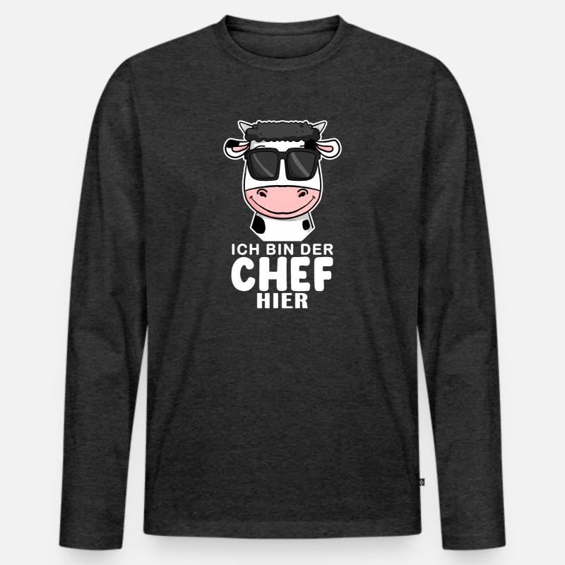 Cool Kuh Chef Spruch - Männer Premium Bio Langarmshirt - Anthrazit meliert