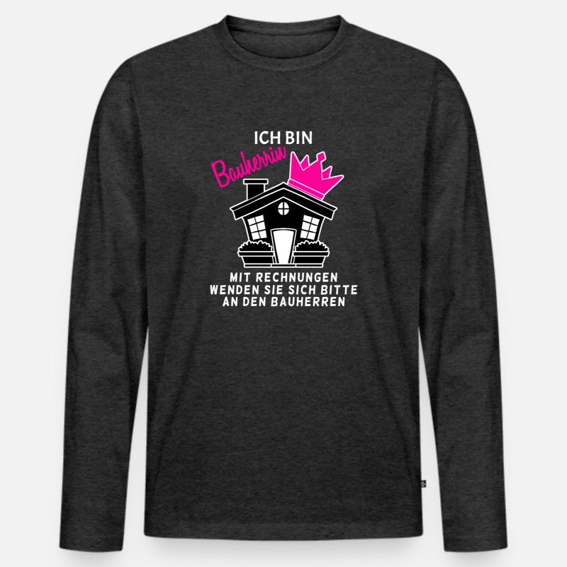 Bauherrin Geschenk - Männer Premium Bio Langarmshirt - Anthrazit meliert