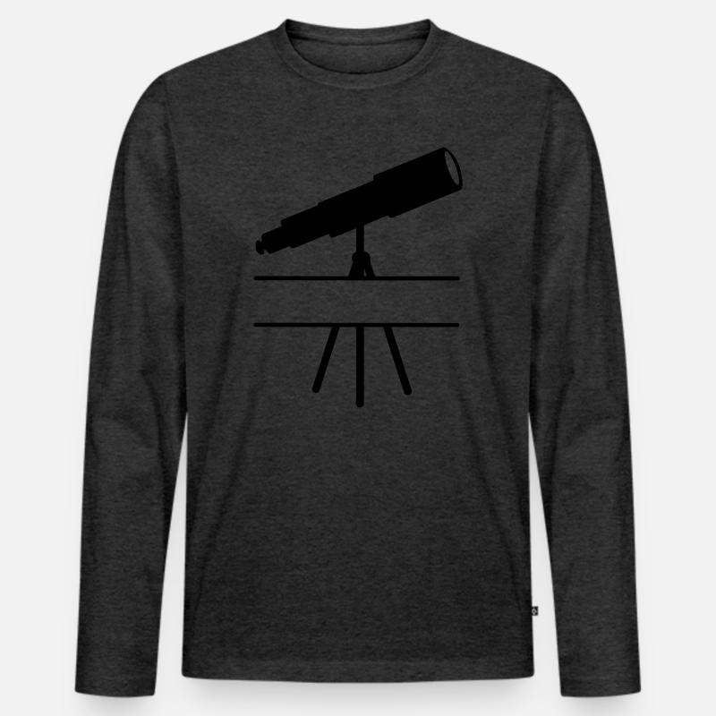 Teleskop-Schattenbild mit Leerzeichen oder Balken - Männer Premium Bio Langarmshirt - Anthrazit meliert