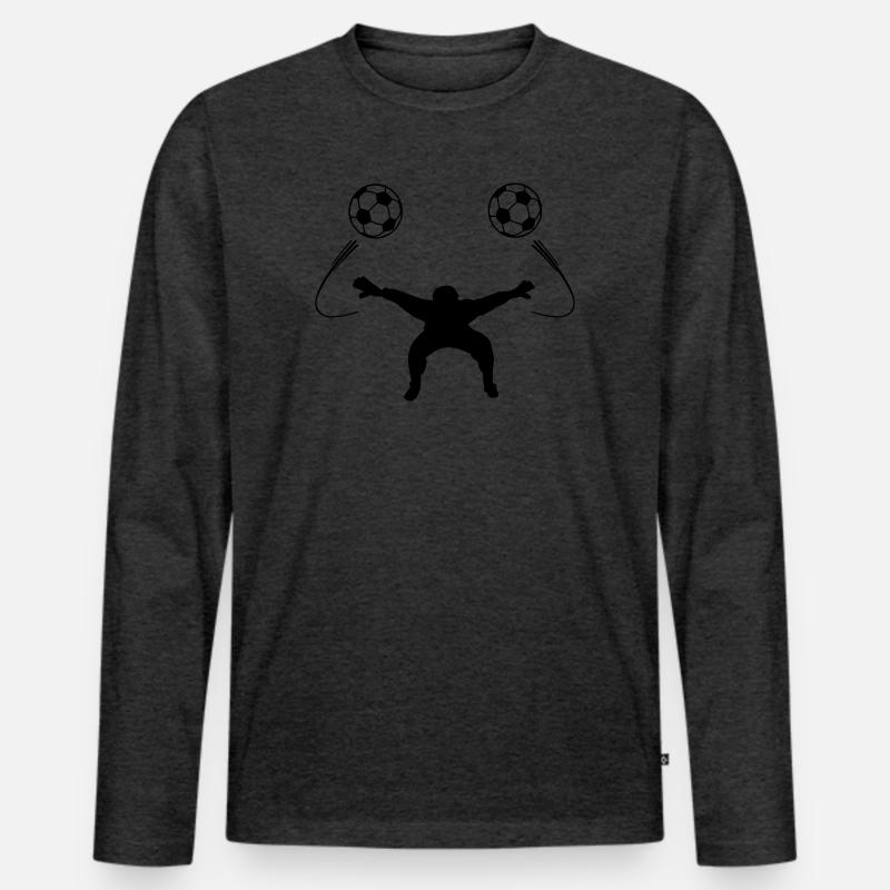 Torwart oder Torwartschattenfigur - Männer Premium Bio Langarmshirt - Anthrazit meliert