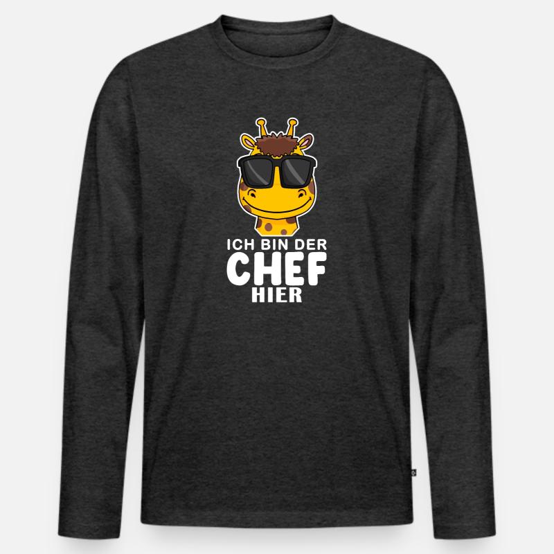 Cool Giraffe Chef Spruch - Männer Premium Bio Langarmshirt - Anthrazit meliert
