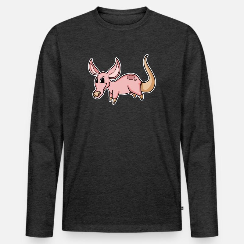 Erdferkel - Männer Premium Bio Langarmshirt - Anthrazit meliert