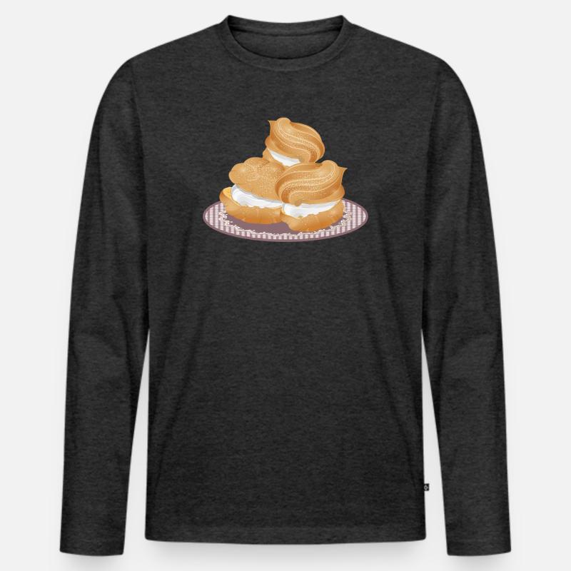 Illustration von drei gefüllten Windbeutel - Männer Premium Bio Langarmshirt - Anthrazit meliert