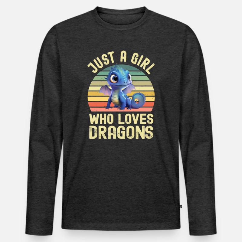 Drache Drachen - Männer Premium Bio Langarmshirt - Anthrazit meliert