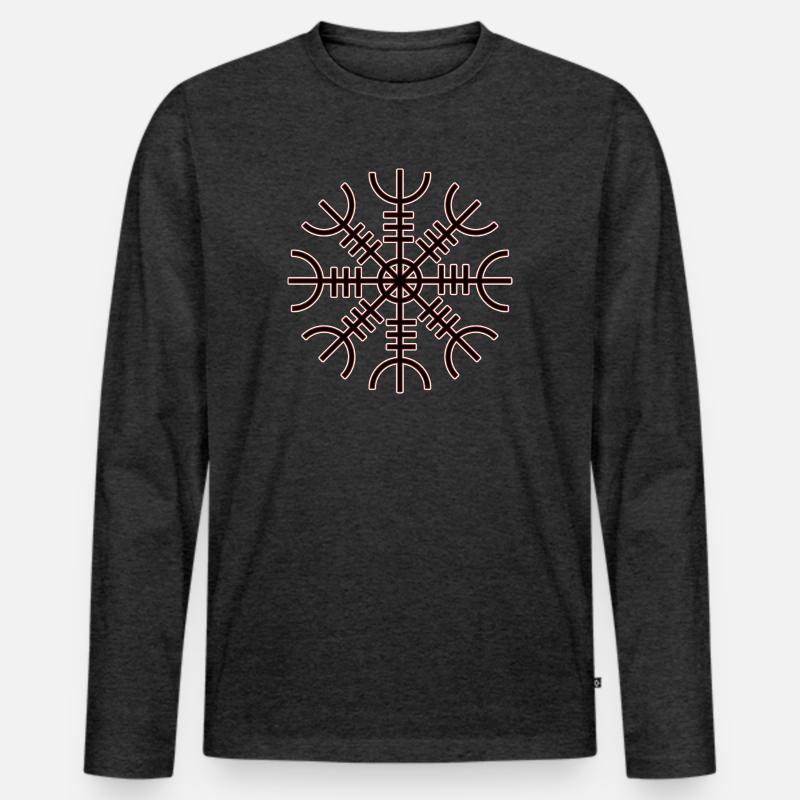 Helm der Ehrfurcht - Männer Premium Bio Langarmshirt - Anthrazit meliert