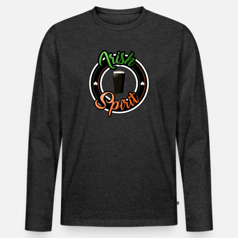 Irischer Geist - Männer Premium Bio Langarmshirt - Anthrazit meliert