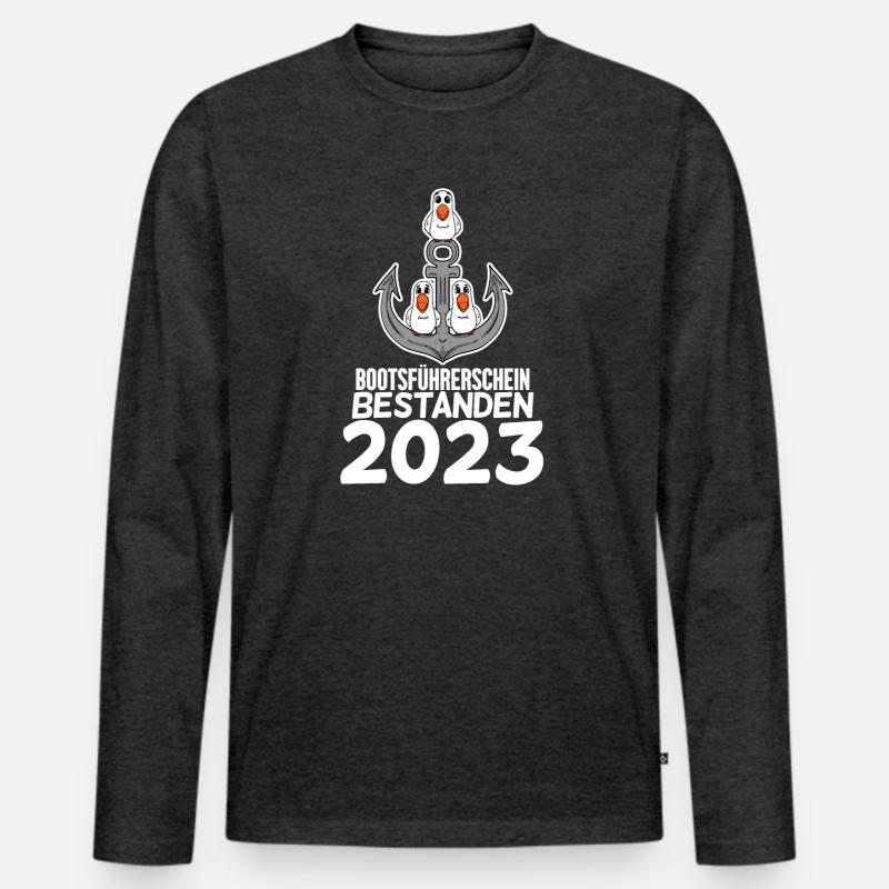 Bootsführerschein 2023 - Männer Premium Bio Langarmshirt - Anthrazit meliert