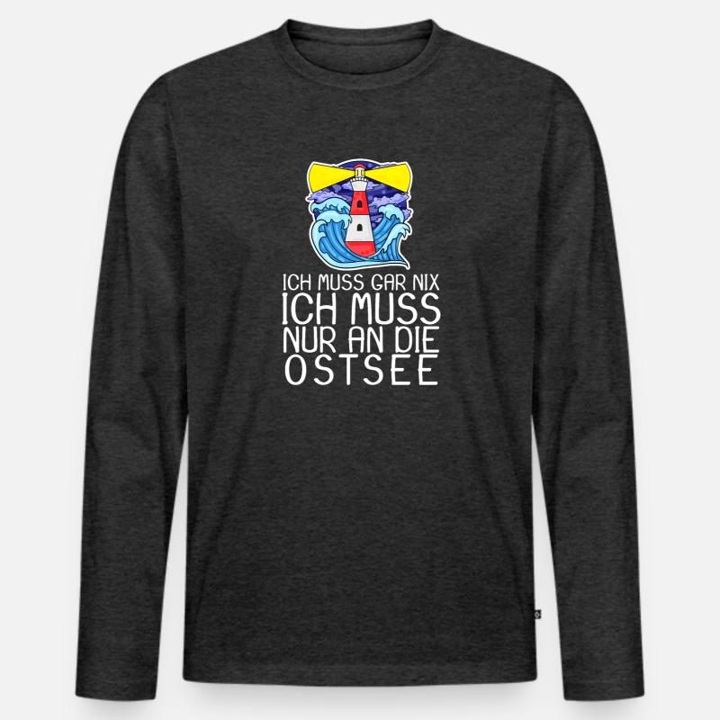 Ostsee Spruch - Männer Premium Bio Langarmshirt - Anthrazit meliert