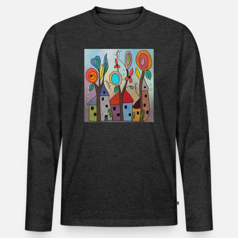 Elfendörfchen - Männer Premium Bio Langarmshirt - Anthrazit meliert