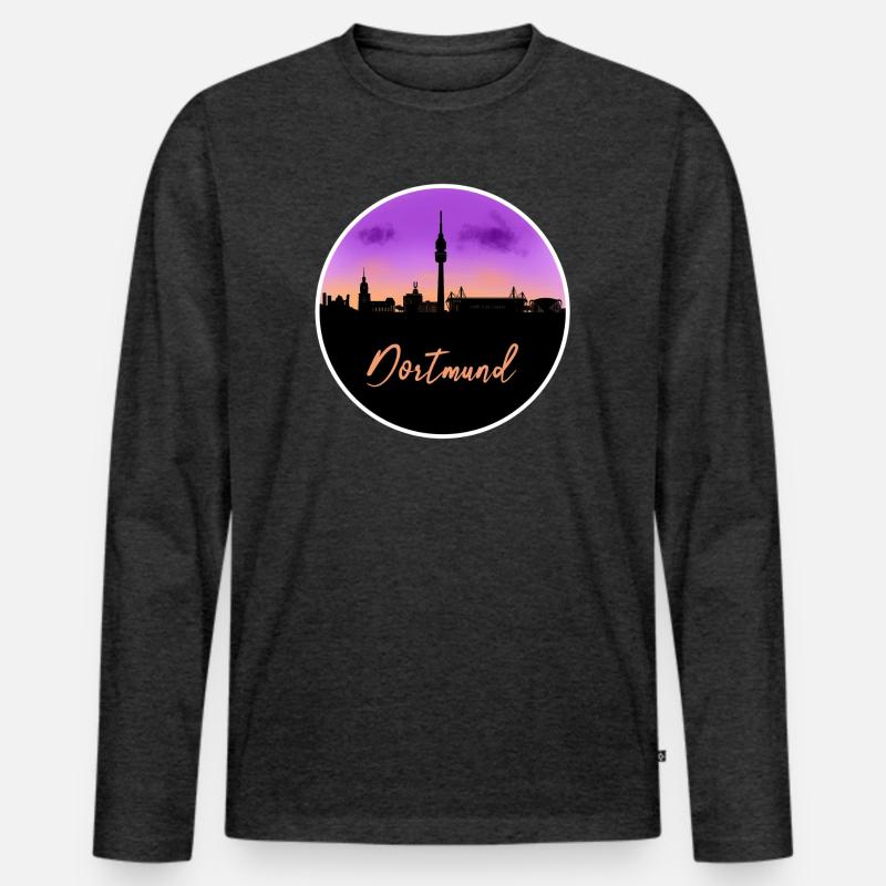 Dortmund Fine Skyline - Männer Premium Bio Langarmshirt - Anthrazit meliert