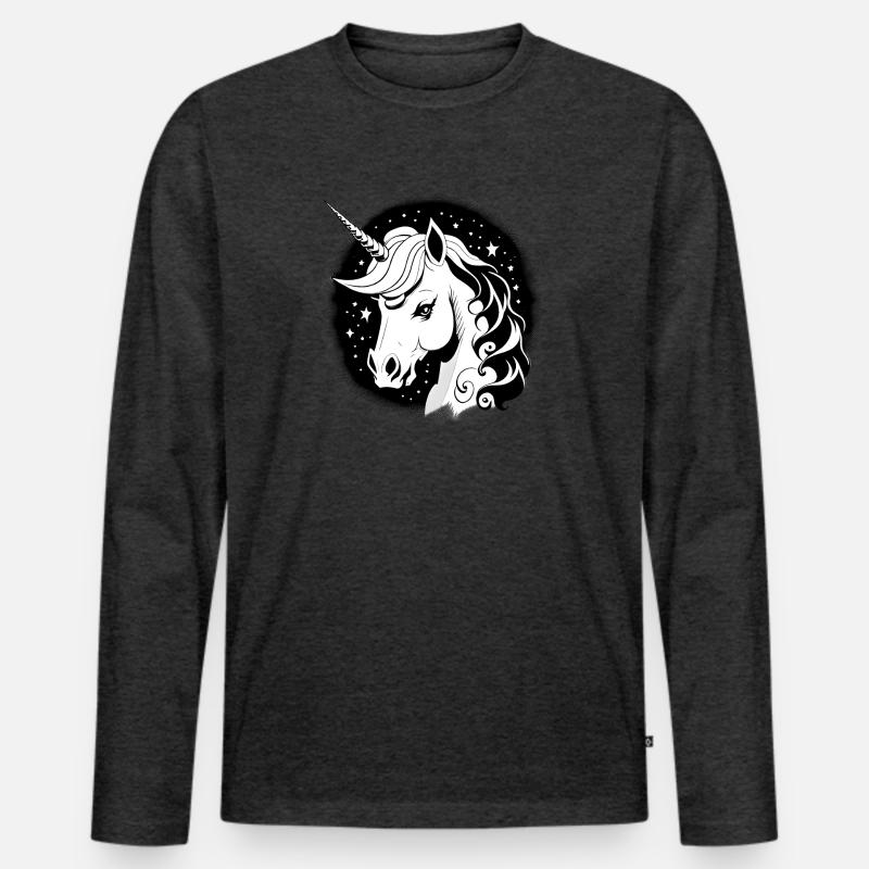 Goth Einhorn - Männer Premium Bio Langarmshirt - Anthrazit meliert