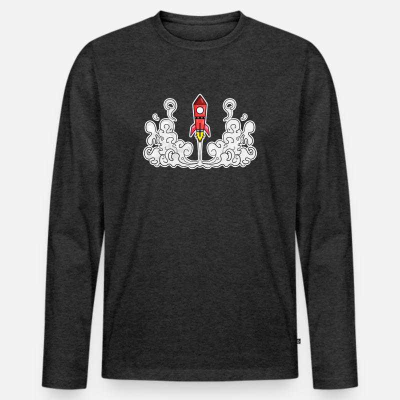 Rakete Raketenstart Start - Männer Premium Bio Langarmshirt - Anthrazit meliert