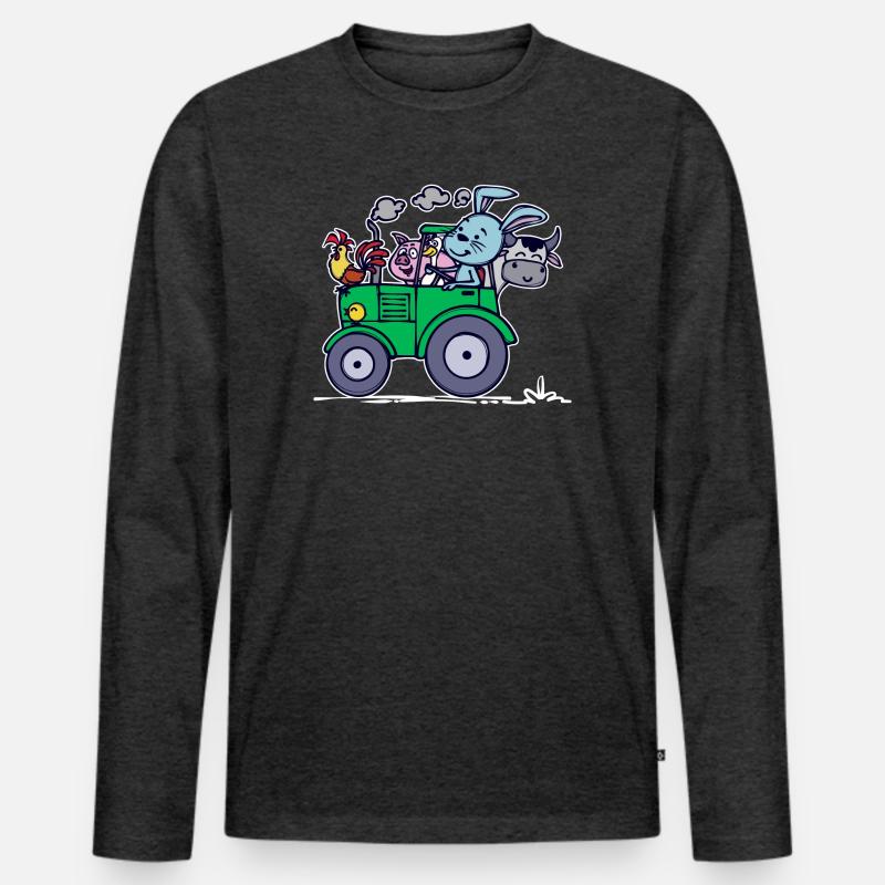 Landmaschinen Statement Ackerbau Bauernhof Traktor - Männer Premium Bio Langarmshirt - Anthrazit meliert