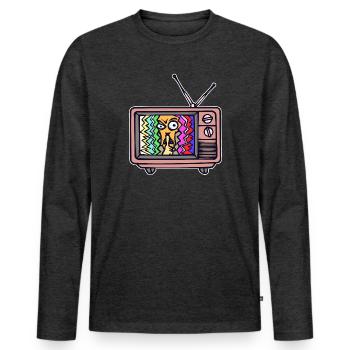 Fernsehabend Streaming Theater Movies Fernsehen - Männer Premium Bio Langarmshirt - Anthrazit meliert - Vorne - Nico (187cm)