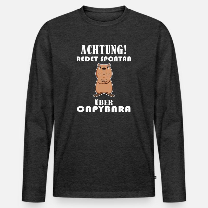 Capybara Wasserschwein - Männer Premium Bio Langarmshirt - Anthrazit meliert