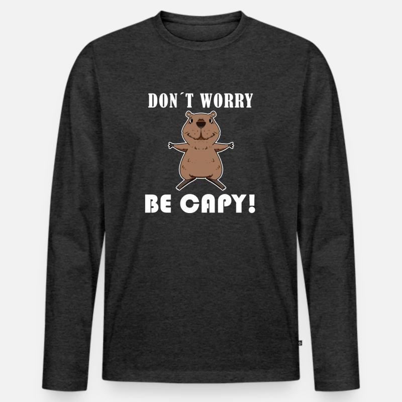 Capybara Wasserschwein Capybaras - Männer Premium Bio Langarmshirt - Anthrazit meliert