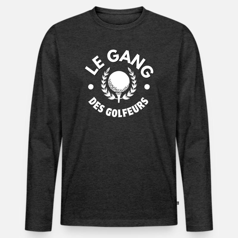 Golf, Golffan, Golfer - Männer Premium Bio Langarmshirt - Anthrazit meliert
