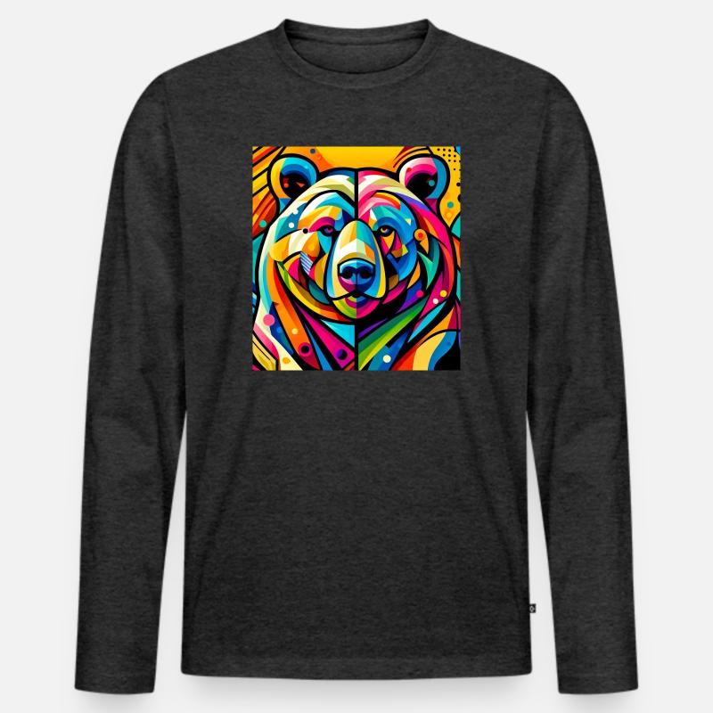 Bär - Männer Premium Bio Langarmshirt - Anthrazit meliert