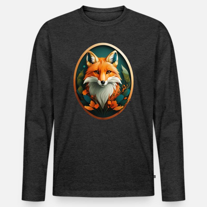 Rotfuchs - Männer Premium Bio Langarmshirt - Anthrazit meliert