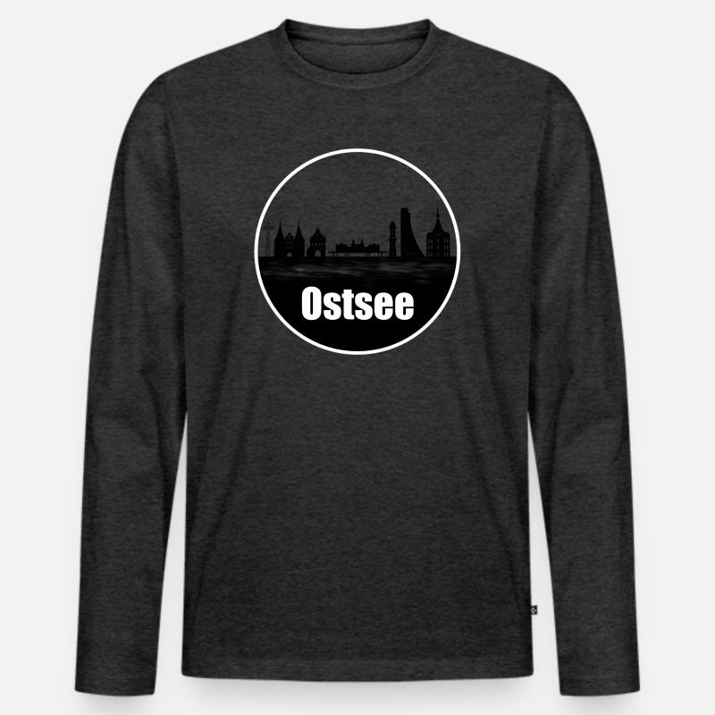 Ostsee Transparenz Skyline - Männer Premium Bio Langarmshirt - Anthrazit meliert