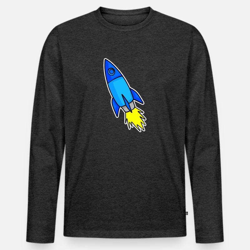 Blaue Rakete - Männer Premium Bio Langarmshirt - Anthrazit meliert