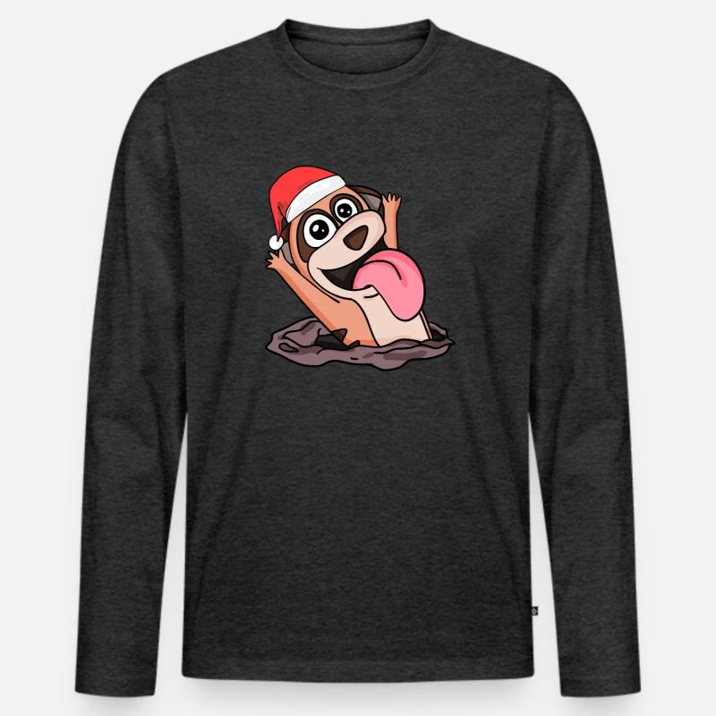 Erdmännchen Weihnachten - Männer Premium Bio Langarmshirt - Anthrazit meliert