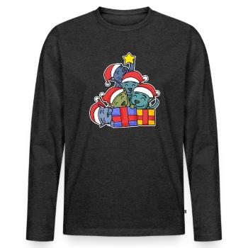 Arbre de Noël Arbre de Noël - T-shirt manches longues Premium bio Homme - anthracite chiné - Devant - Nico (187cm)