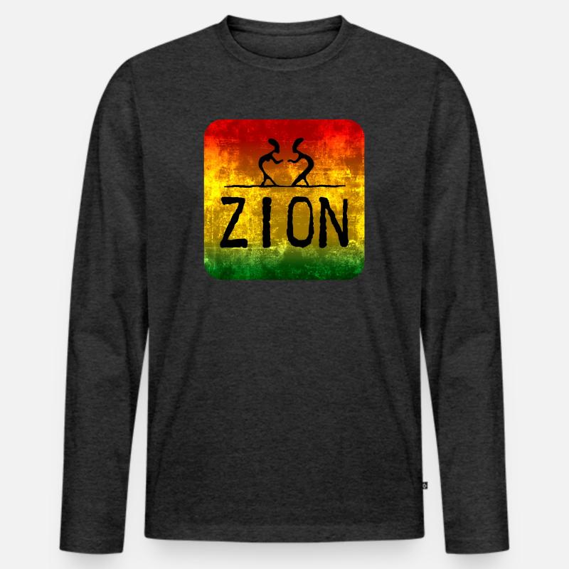 Raggae Zion - Männer Premium Bio Langarmshirt - Anthrazit meliert